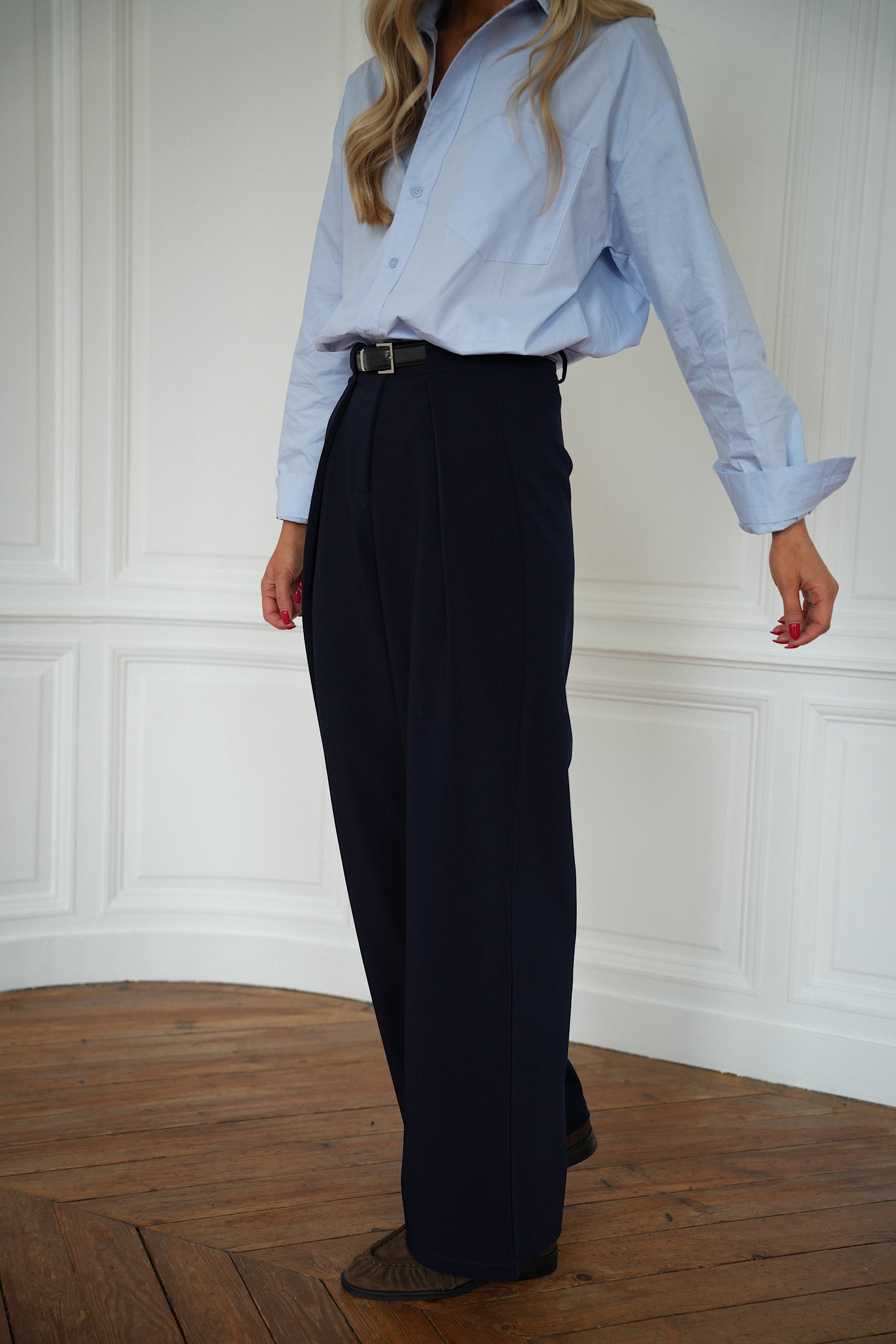 Sandro marine - Pantalon droit