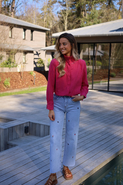 Priscilla rose - Blouse rayée