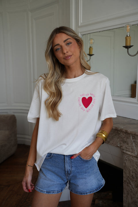 Mendy blanc - T-shirt cœur