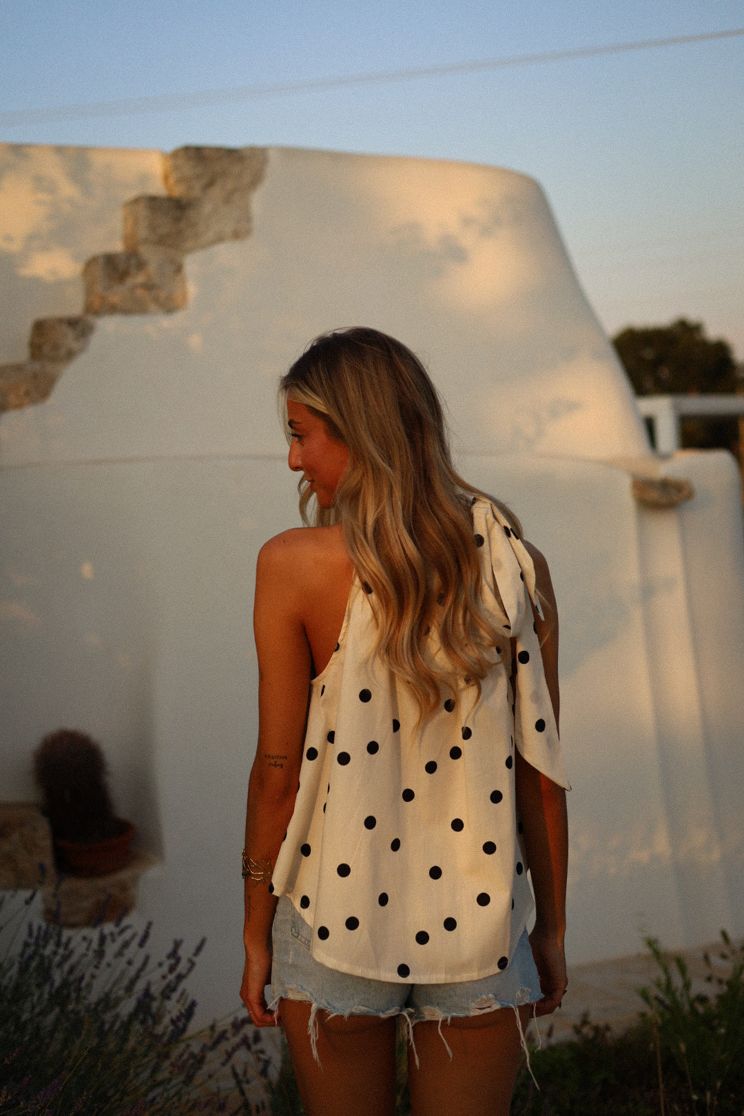 Ayona blanc - Blouse à pois