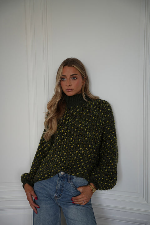 Miky vert - Pull col montant