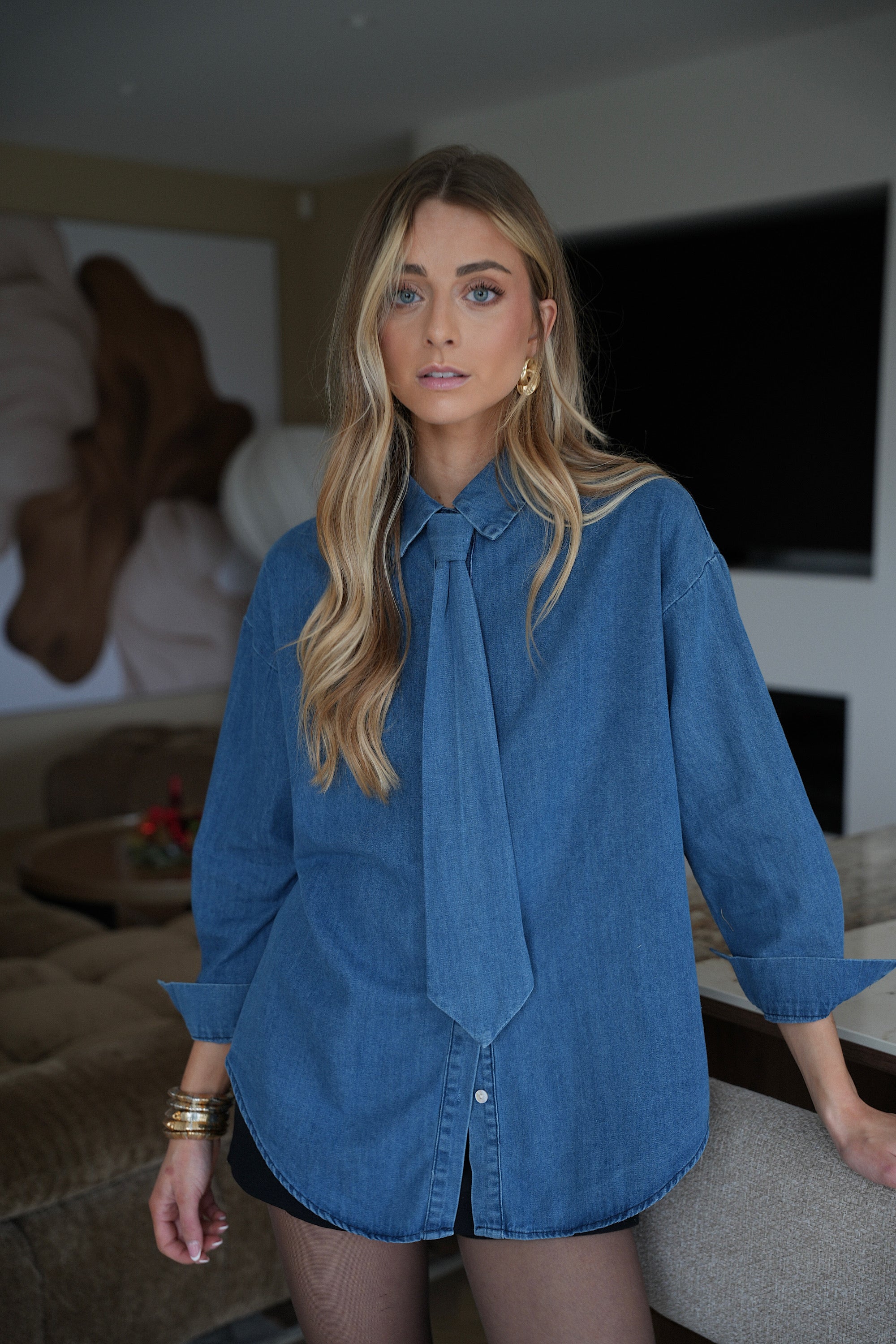 Solane bleue - Chemise cravate