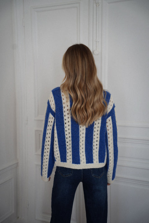 Junio bleu - Pull rayé