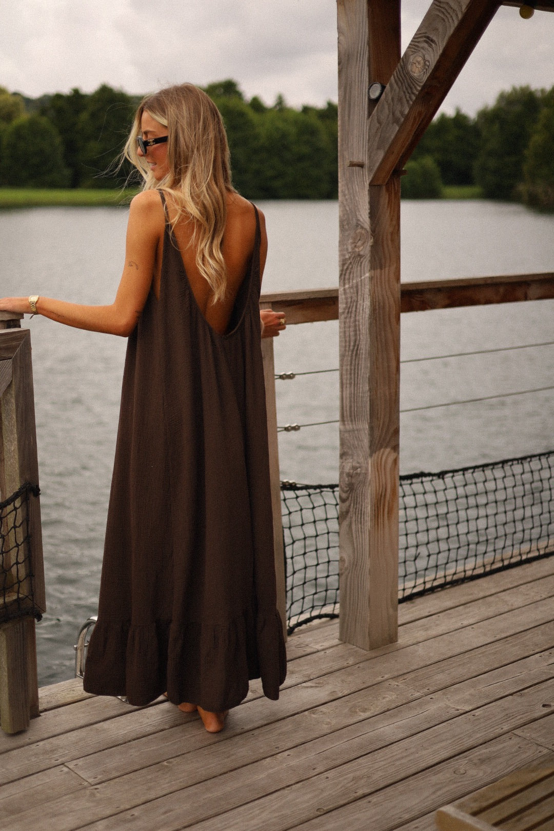Alissia chocolat - Robe gaze de coton