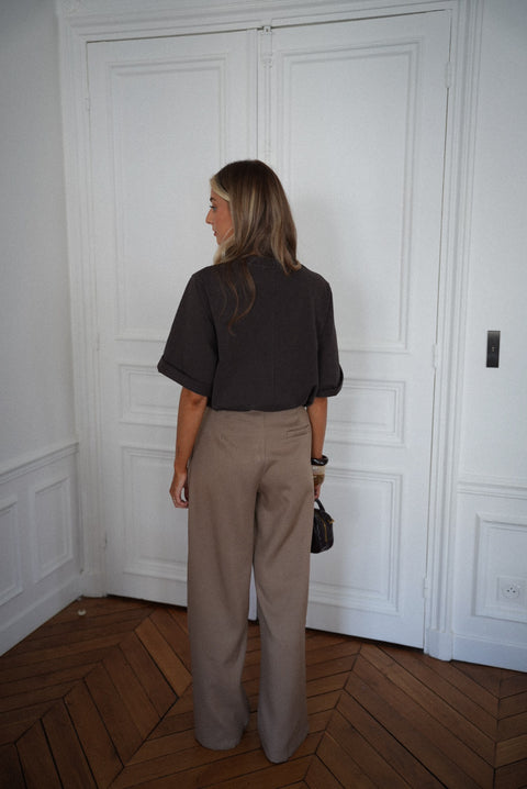 Achille taupe - Pantalon droit
