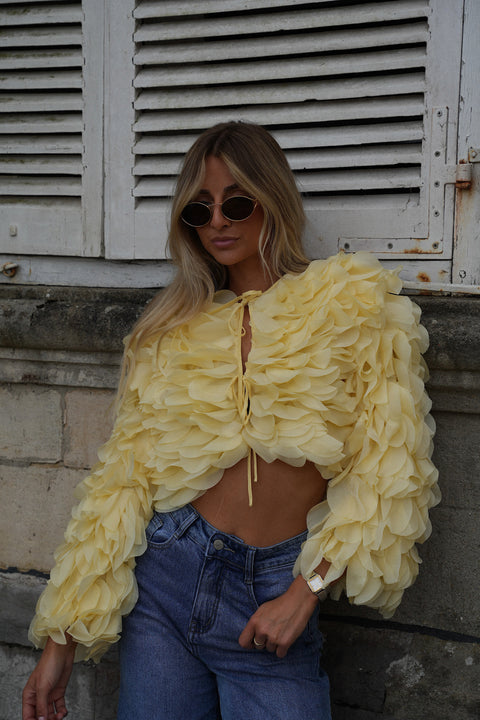 Aude jaune - Blouse volantée