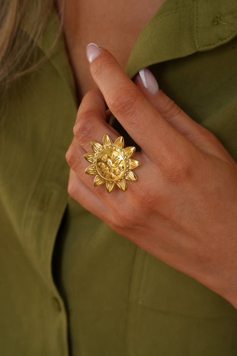 Pika dorée - Bague acier