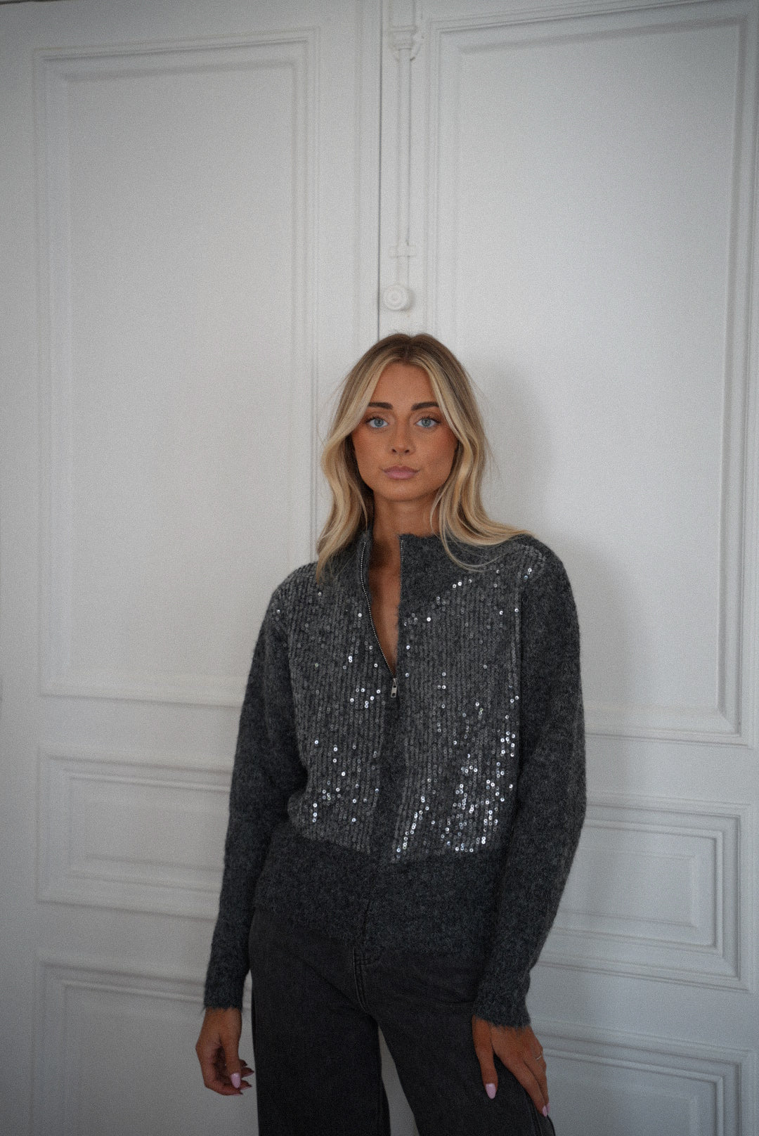 Hayde gris foncé - Gilet sequins