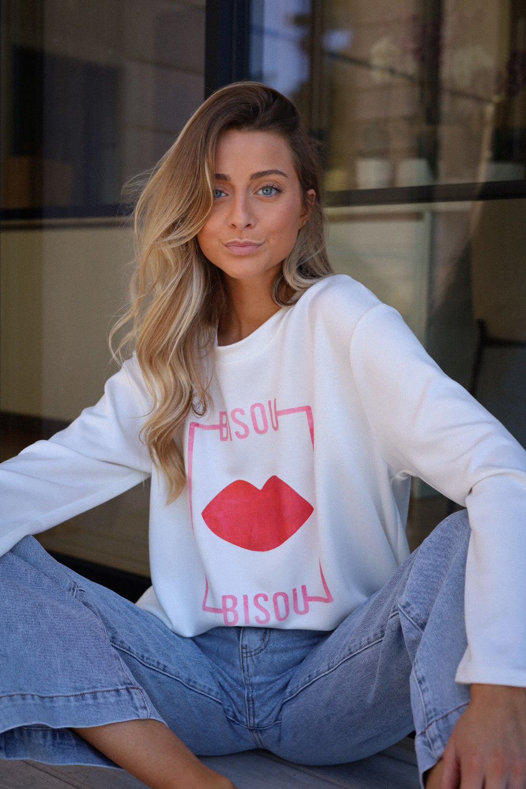Zach blanc - Sweat-shirt bisou