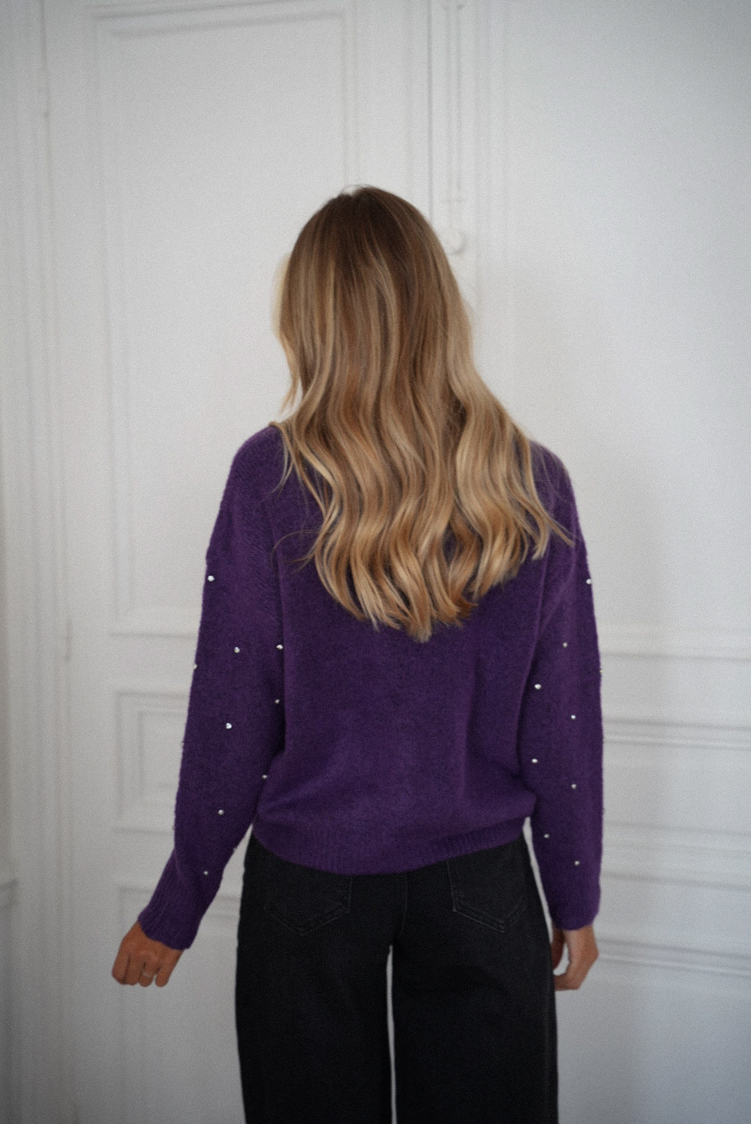 Mathilde violet - Pull à strass