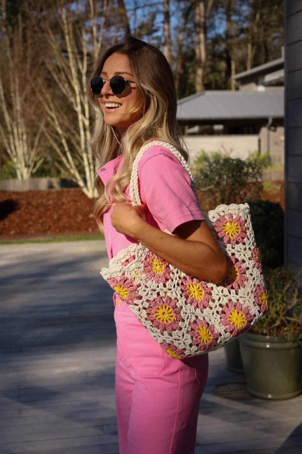 Daisy rose - Sac paille