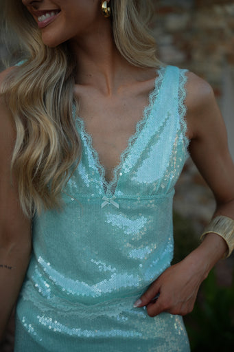 Alima bleu - Top à sequins