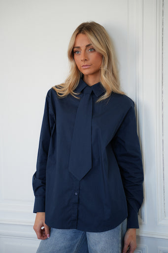 Emy marine - Chemise cravate