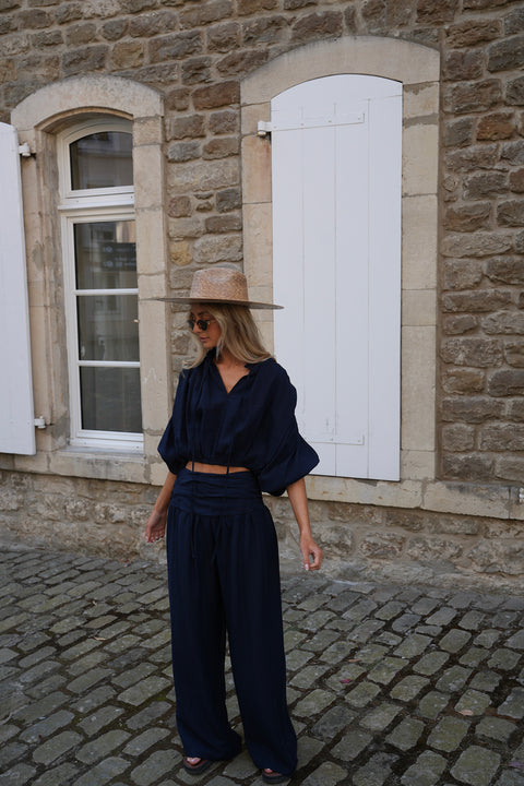 Ugo marine - Blouse courte