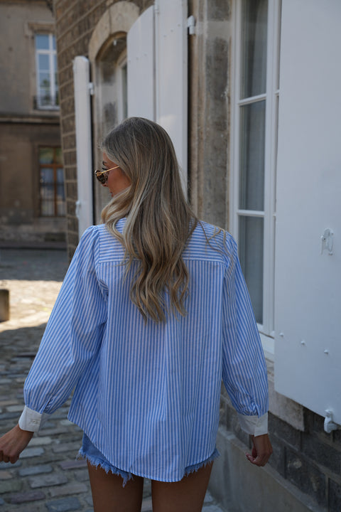Valeria bleue - Chemise brodée