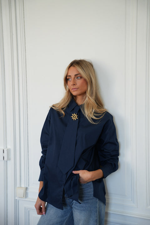 Emy marine - Chemise cravate