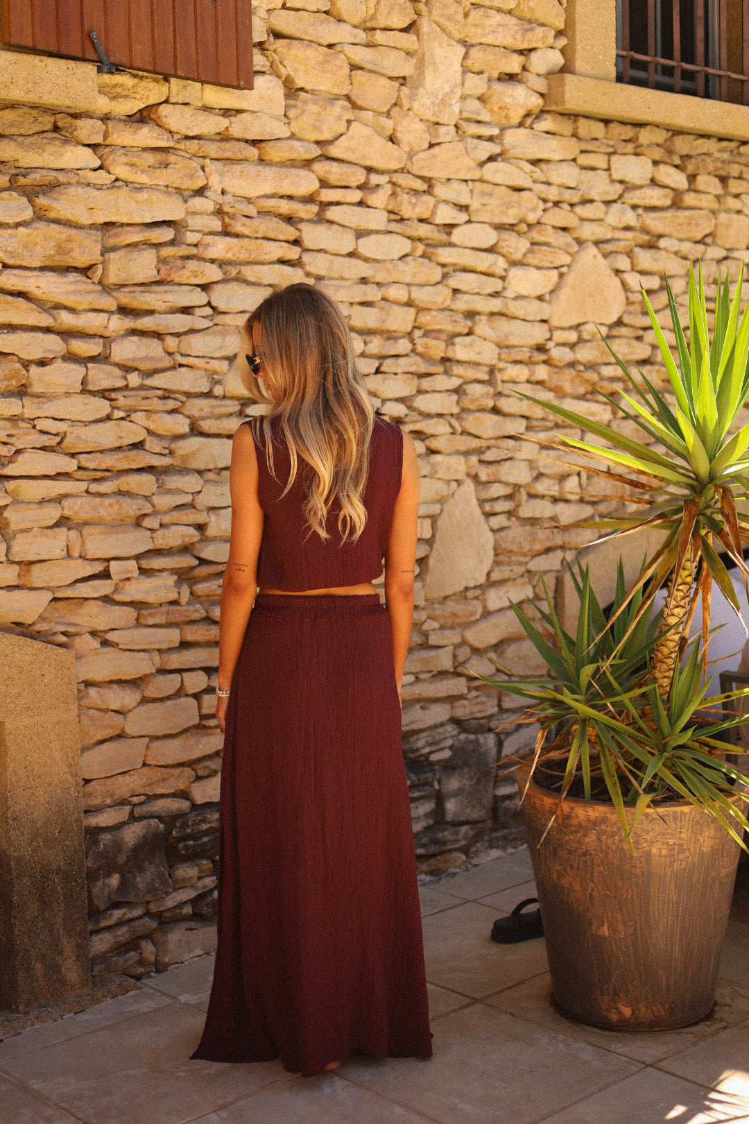 Lauria prune - Ensemble jupe et top
