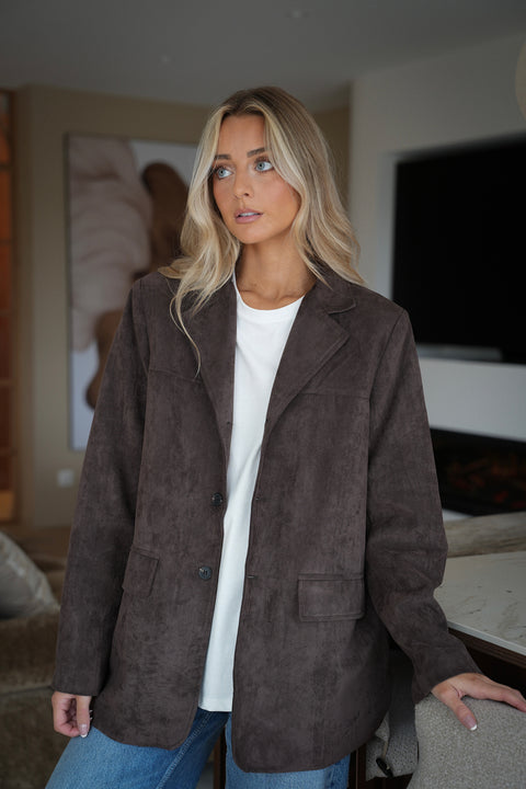 Trecy chocolat - Blazer suédé