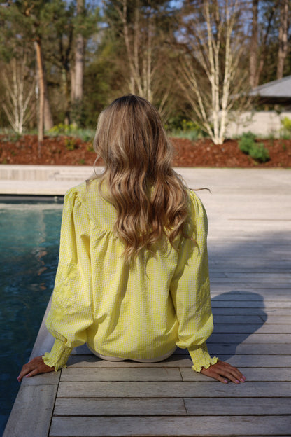 Avy jaune - Blouse brodée