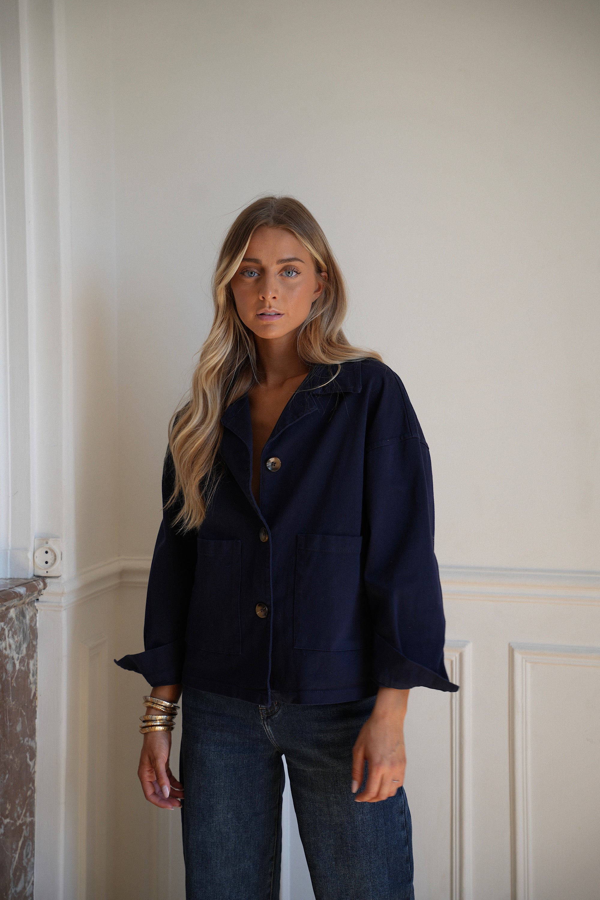 Doria bleue - Veste boutonnée