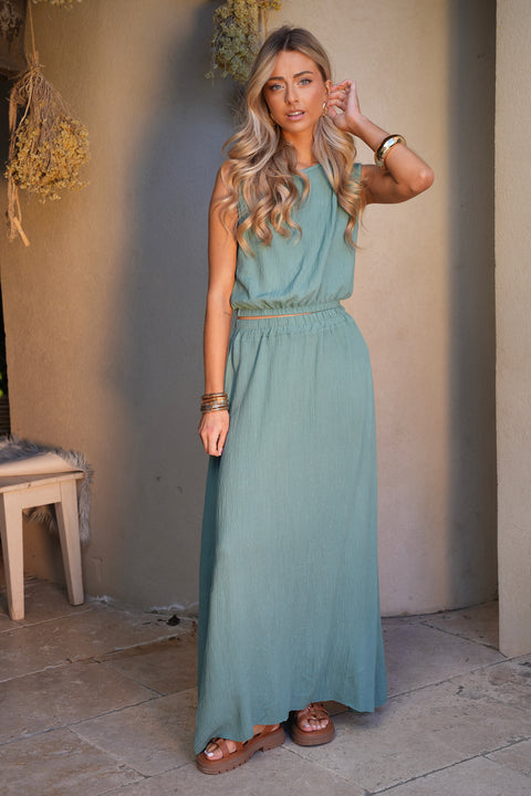 Elize bleu canard - Ensemble jupe/top