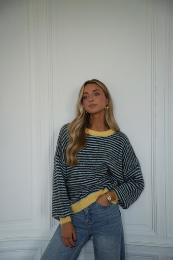 Bonny bleu/jaune - Pull rayé