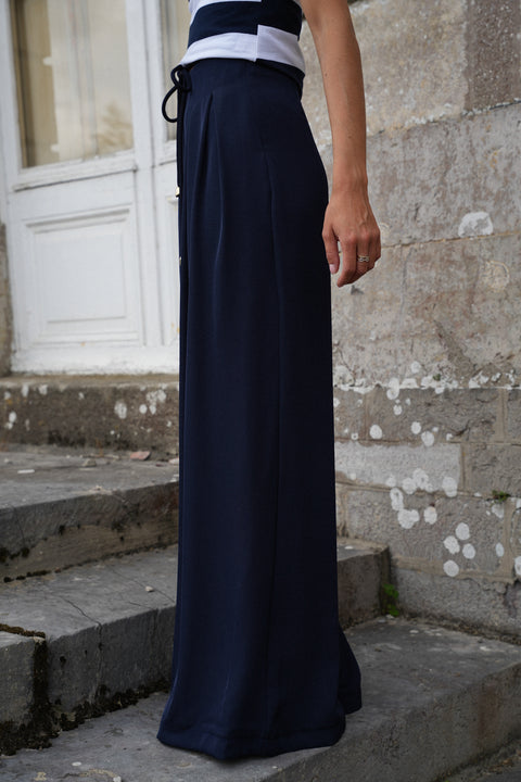 Elia marine - Pantalon droit