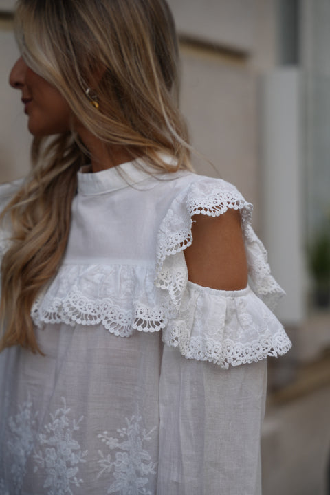 Joanna blanche - Blouse brodée