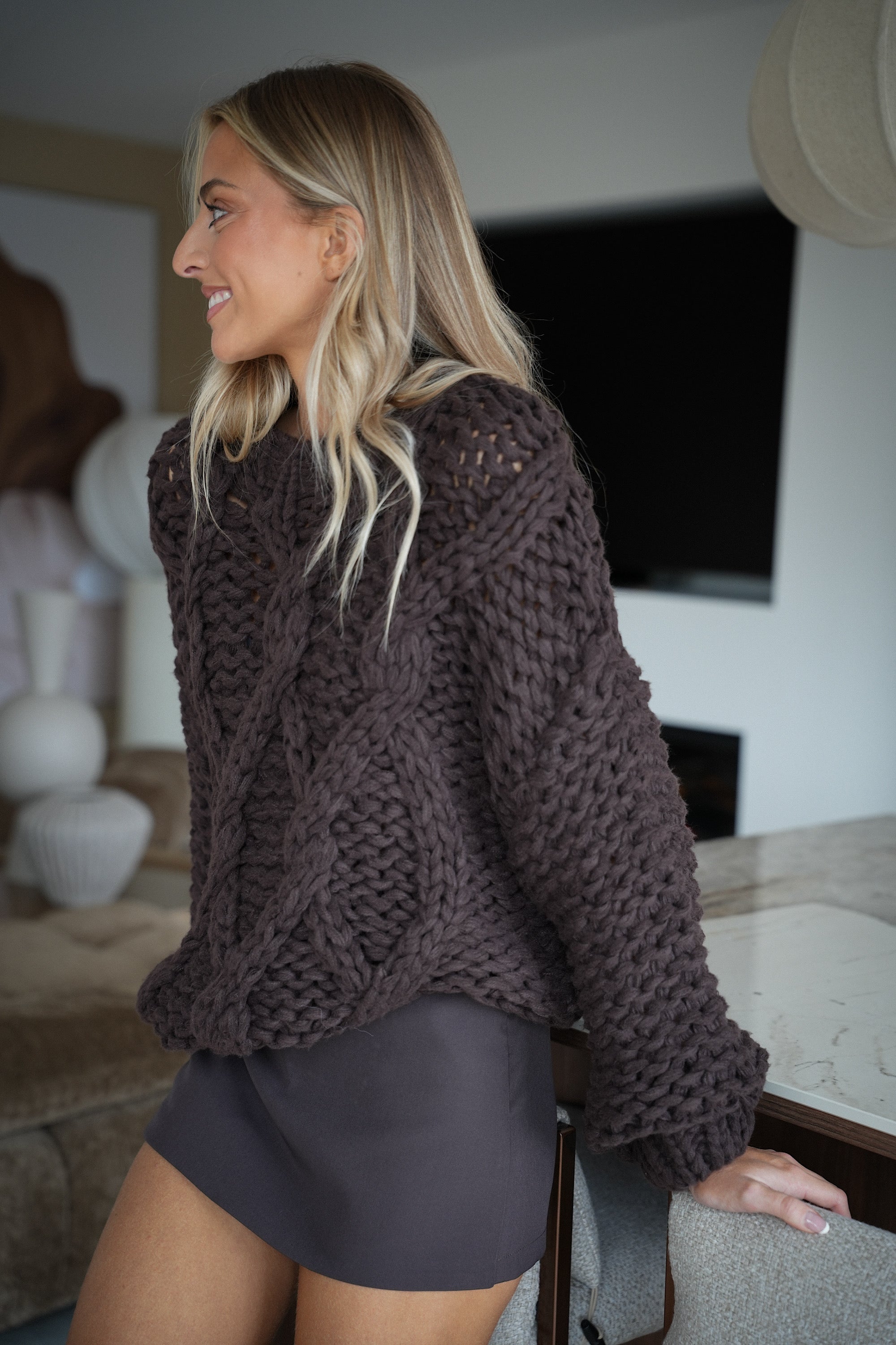Jipsy chocolat - Pull grosse maille