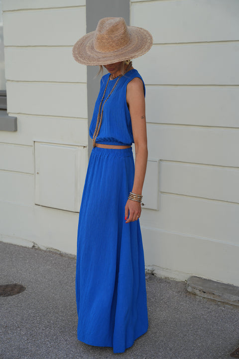 Elize bleu roi - Ensemble jupe/top