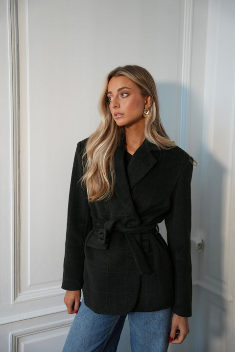 Olivia vert sapin - Veste blazer en laine