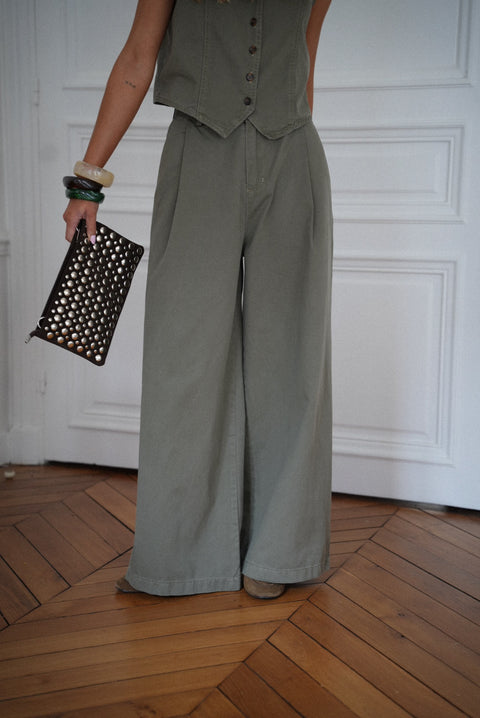 Yasmine kaki - Pantalon ample