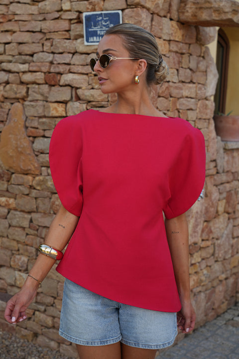 Garance rouge - Blouse asymétrique