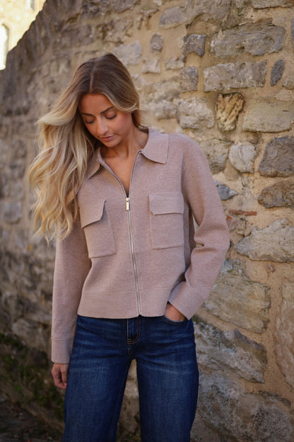 Emmy taupe - Gilet zippé