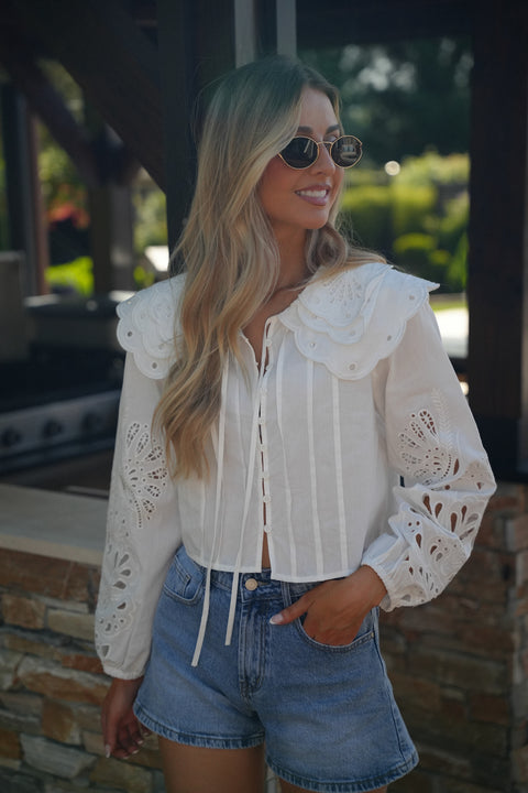 Billie blanche - Blouse brodée