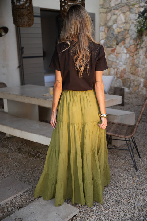 Chloé olive - Jupe longue