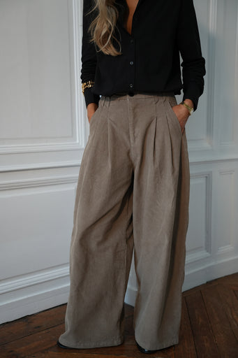 Max beige - Pantalon velours