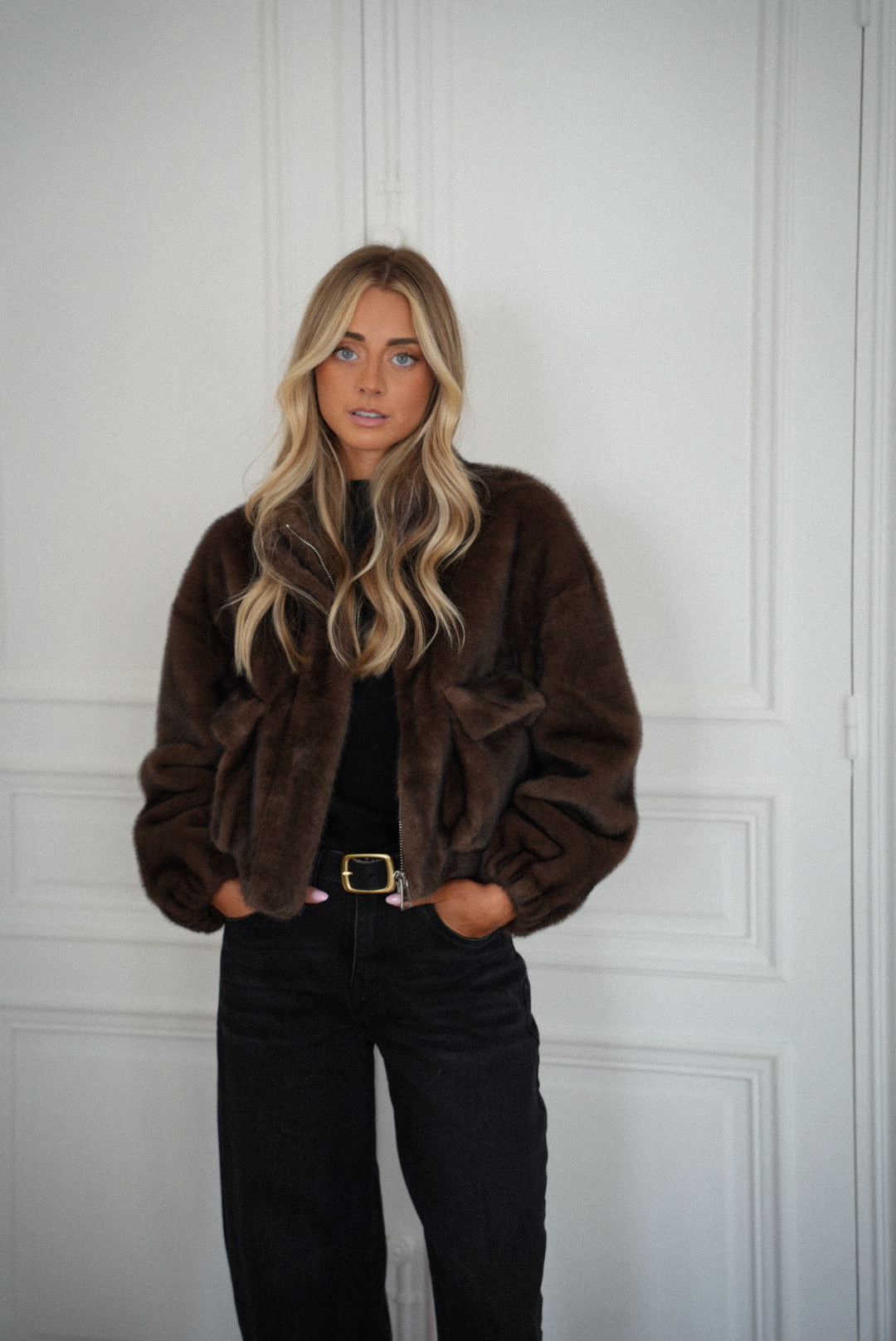 Maelle chocolat - Manteau fourrure