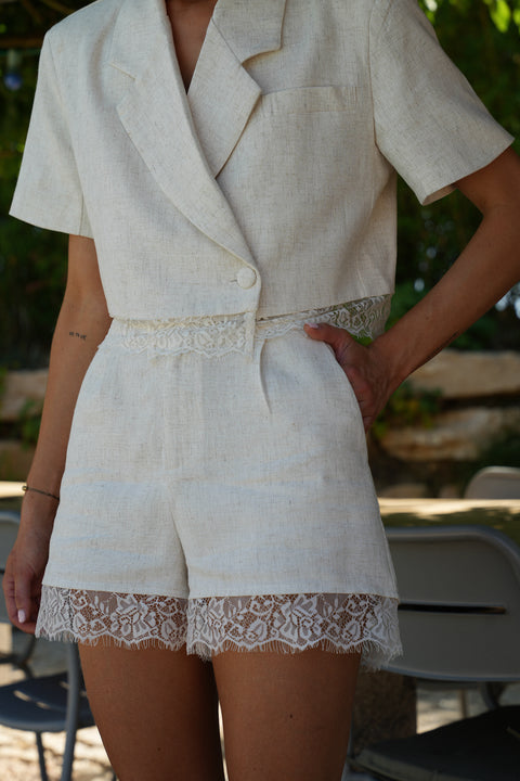 Zoa beige - Short dentelle