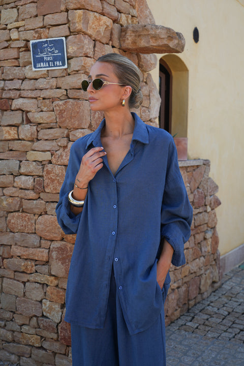Lexie bleue - Chemise dos nu