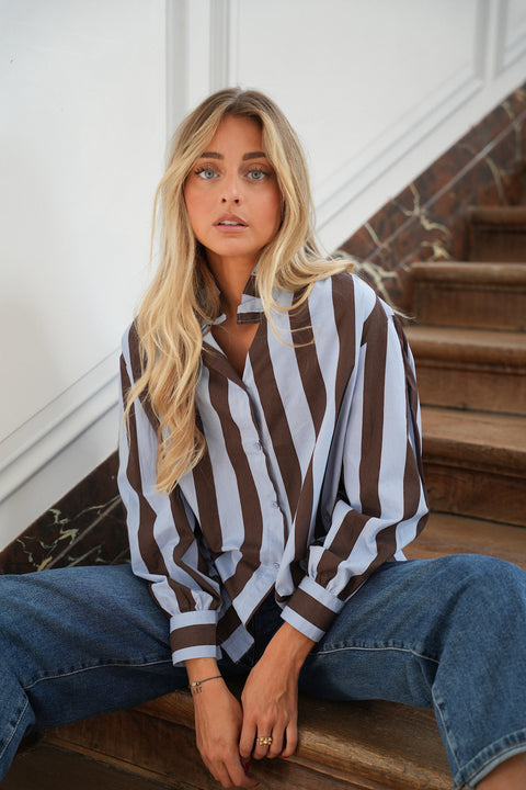 Manelle bleue - Blouse rayée