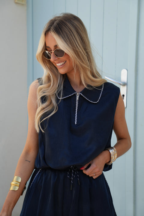 Siam marine - Blouse sans manches