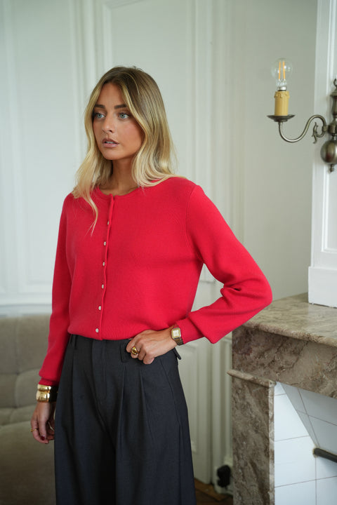 Nona rouge - Gilet boutonné