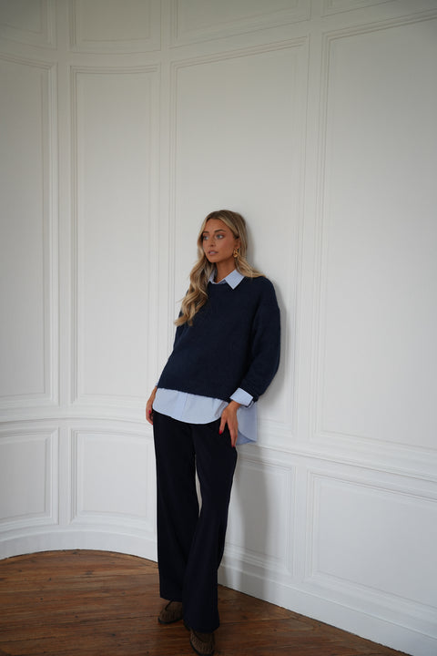 Sandro marine - Pantalon droit