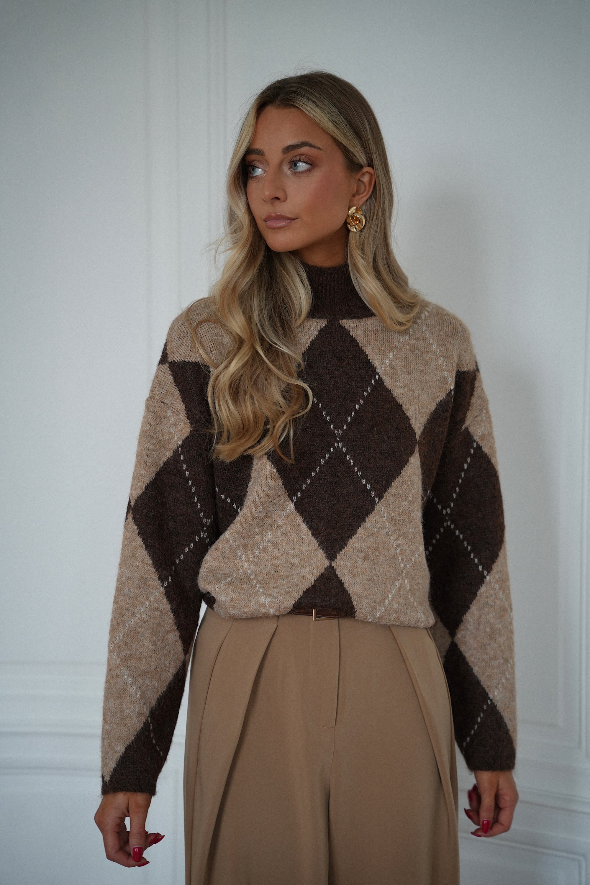 Sabrina chocolat - Pull losanges