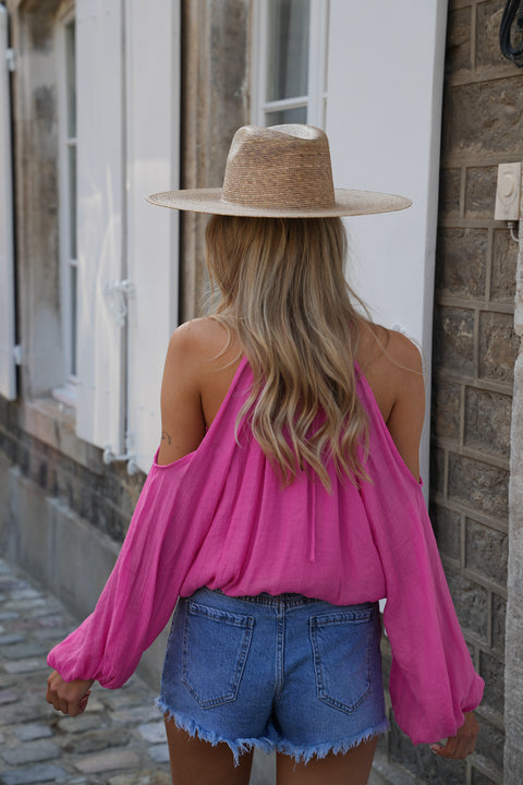 Karole rose - Blouse ajourée