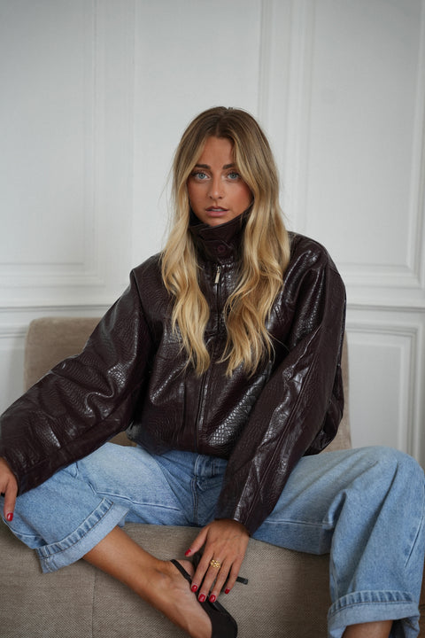 Loreen prune - Veste similicuir