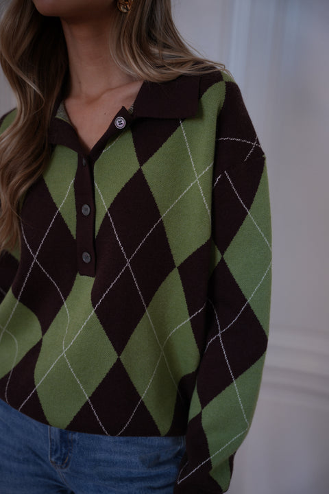 Solan vert - Pull losanges