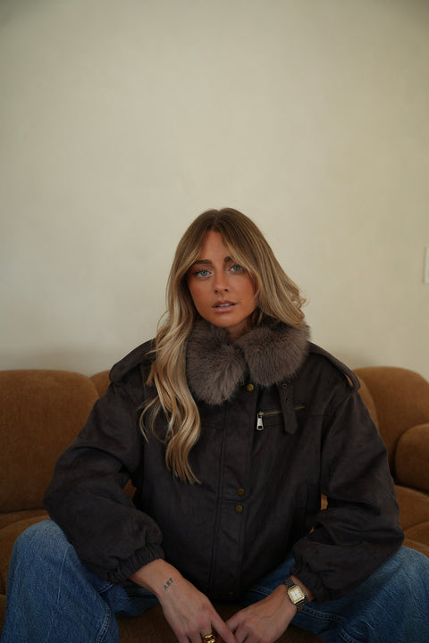 Coline chocolat - Manteau fourré