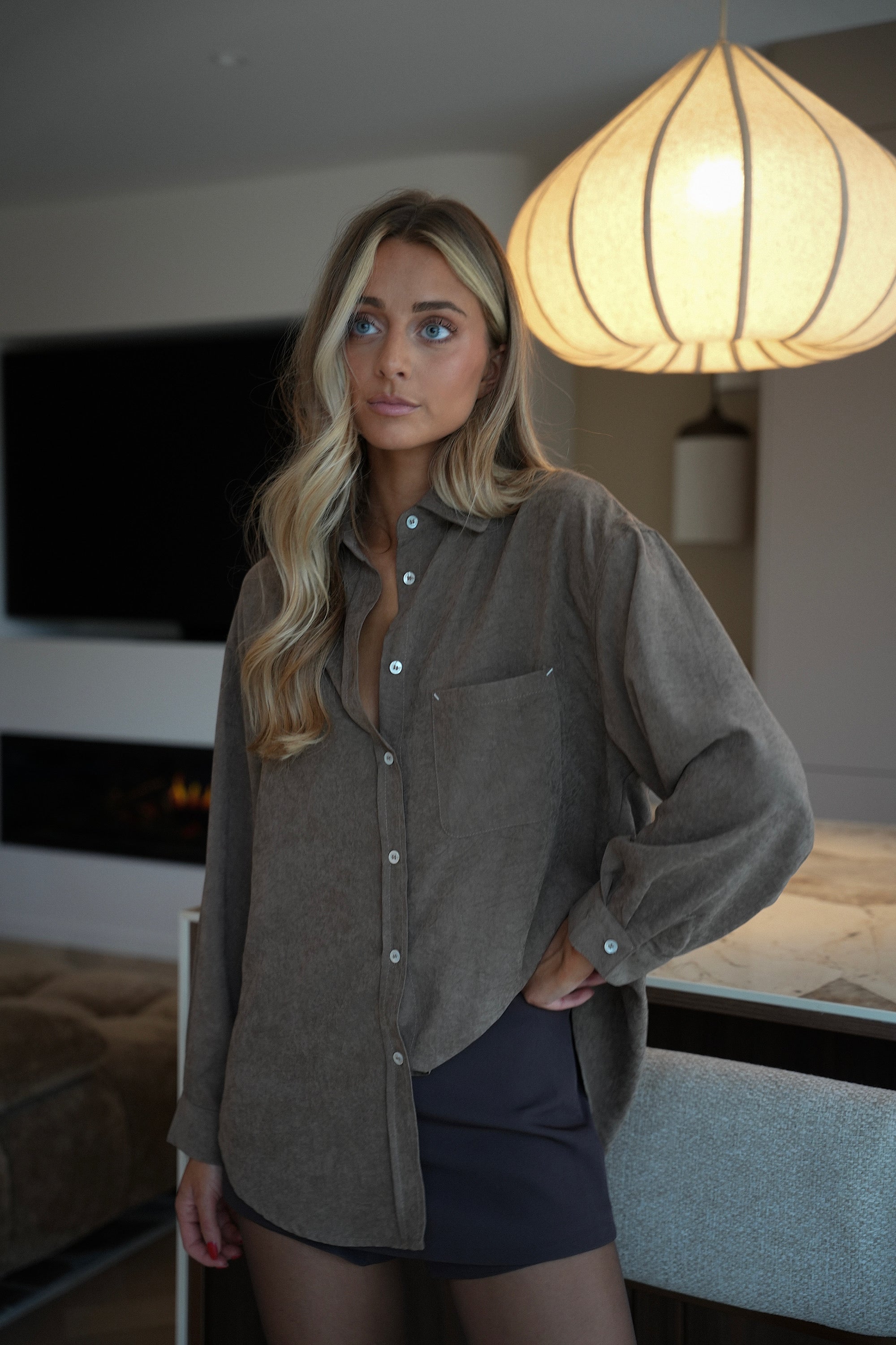 Shella taupe - Chemise ample